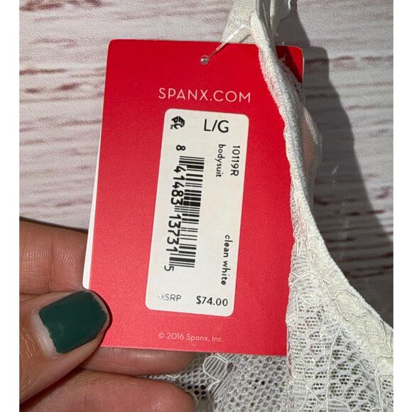NWT SPANX Shape Clean White Bodysuit Lace Shaping Bodice Size Large - Picture 10 of 11